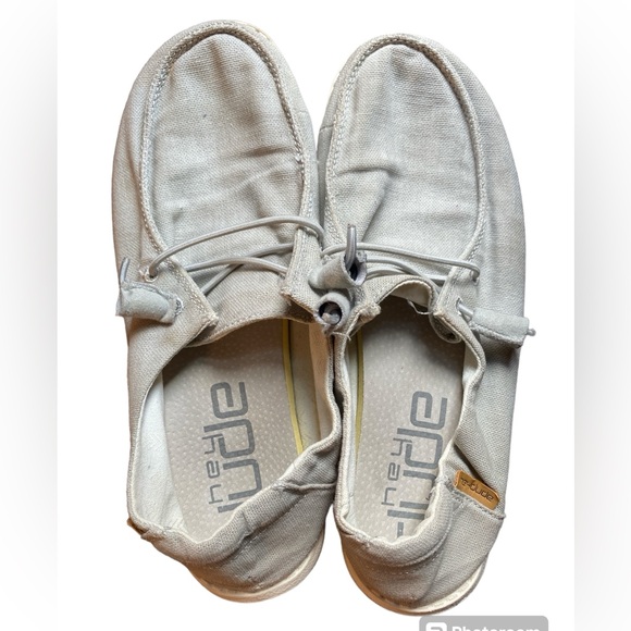 Hey Dude Women's Size 6 (Youth 5) Light Gray Chambray Loafers - Picture 8 of 8